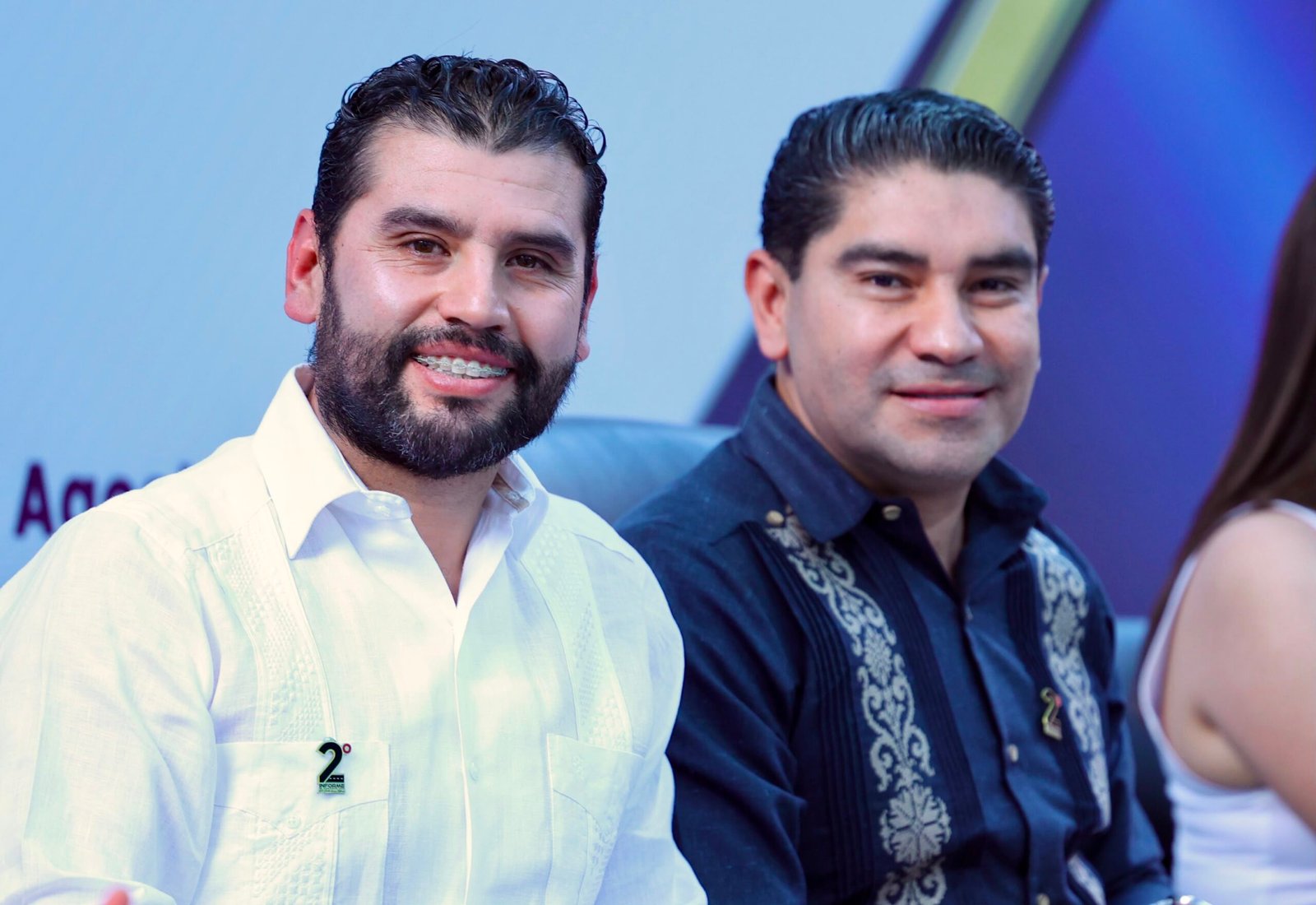 Octavio Ocampo y Pablo Varona Estrada durante el Segundo Informe de Gobierno en un espacio público de Huetamo, Michoacán, el 9 de agosto de 2026