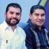 Octavio Ocampo junto a Pablo Varona Estrada durante el Segundo Informe de Gobierno en un espacio público de Huetamo, Michoacán