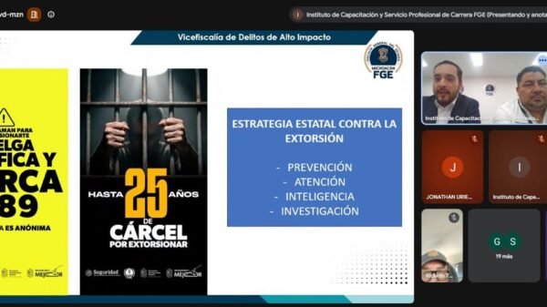 Capacitación virtual de la FGE sobre extorsión dirigida a personal investigador y administrativo en Morelia, Michoacán