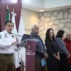 Logotipo de la Secretaría de Seguridad Pública de Michoacán junto a gráfica comparativa que muestra 1.3 policías por mil habitantes en Michoacán versus 1.0 a nivel nacional
