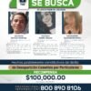 Logotipo oficial de la Fiscalía General del Estado de Michoacán junto a texto que indica recompensa por información sobre desaparecidos