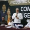 Reunión de trabajo entre autoridades del gobierno de Michoacán y representantes de 42 comunidades indígenas en Huetamo, incluyendo miembros del pueblo Pirinda