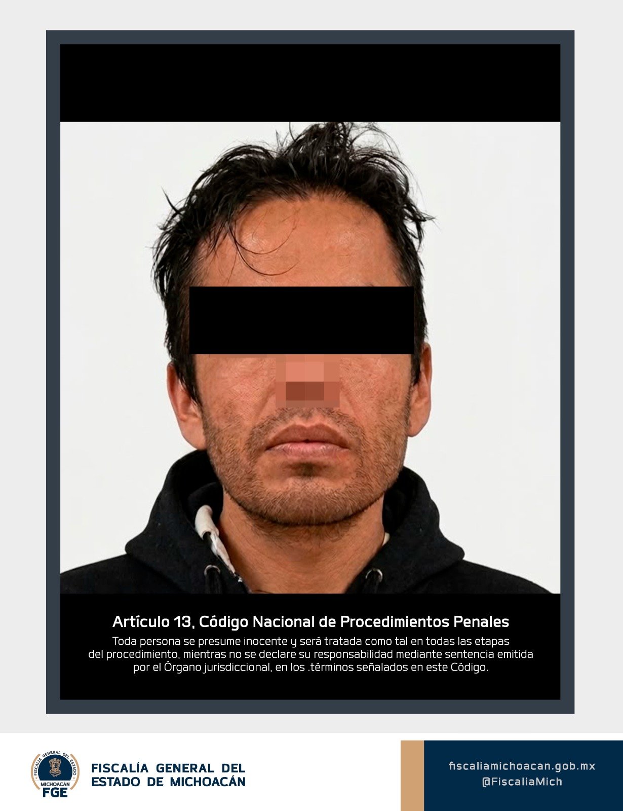 Fotografía de una persona identificada como Miguel “N”, sin contexto visual adicional