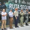 Gobernador Alfredo Ramírez Bedolla en evento de arranque del corredor seguro Los Reyes-Jacona con representantes de Guardia Nacional y autoridades locales