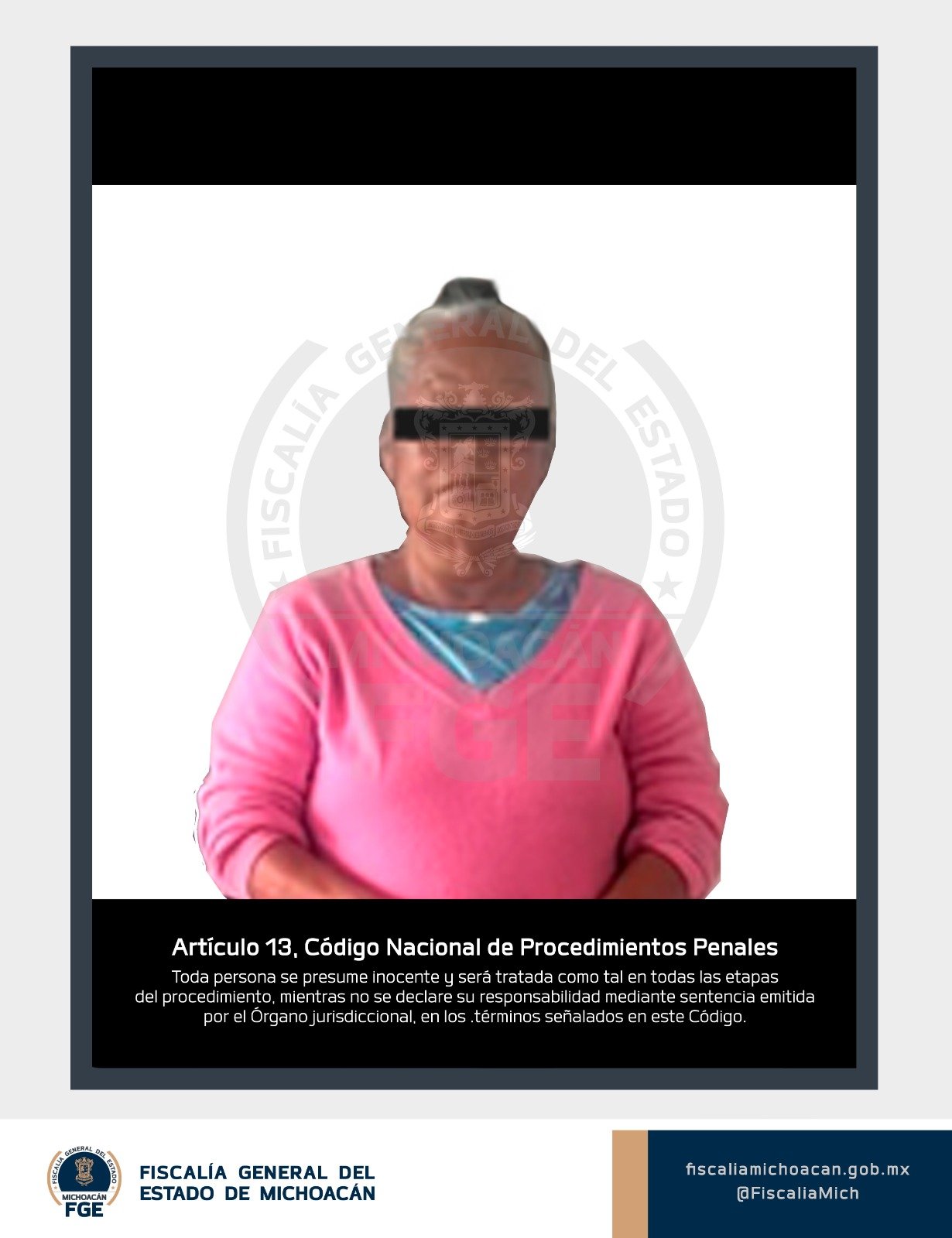 Mujer de la tercera edad detenida por intentar ingresar un celular al Centro de Reinserción de Alta Seguridad No. 1 en Charo, Michoacán