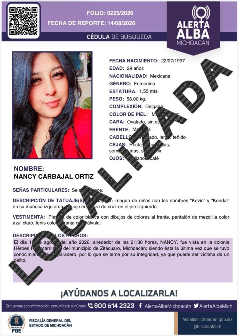 Logotipo de la Fiscalía General del Estado de Michoacán junto a una ilustración simbólica de reencuentro y seguridad en Zitácuaro