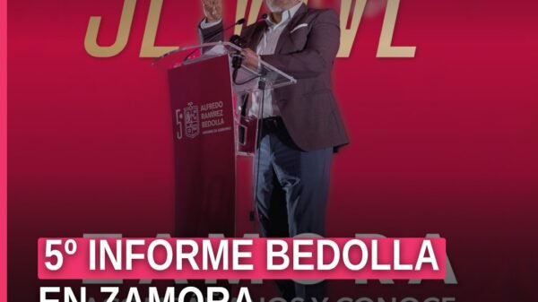 Imagen promocional del 5º informe Bedolla con lema #LaTransformaciónSeVive, ubicado en Zamora, Michoacán