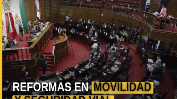 movilidad y seguridad vial: ilustración conceptual de señalización vial, vehículos eléctricos y legisladores en el Congreso