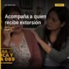 Ilustración de dos personas sentadas juntas, una hablando con expresión de angustia y otra escuchando con empatía; fondo