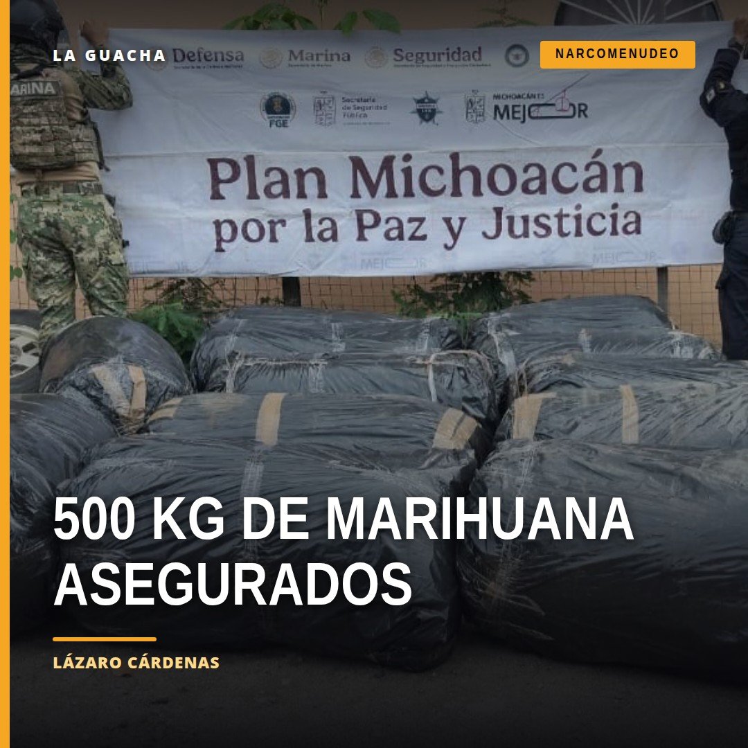 Camioneta Chevrolet pickup asegurada con 500 kg de marihuana en Lázaro Cárdenas, Michoacán