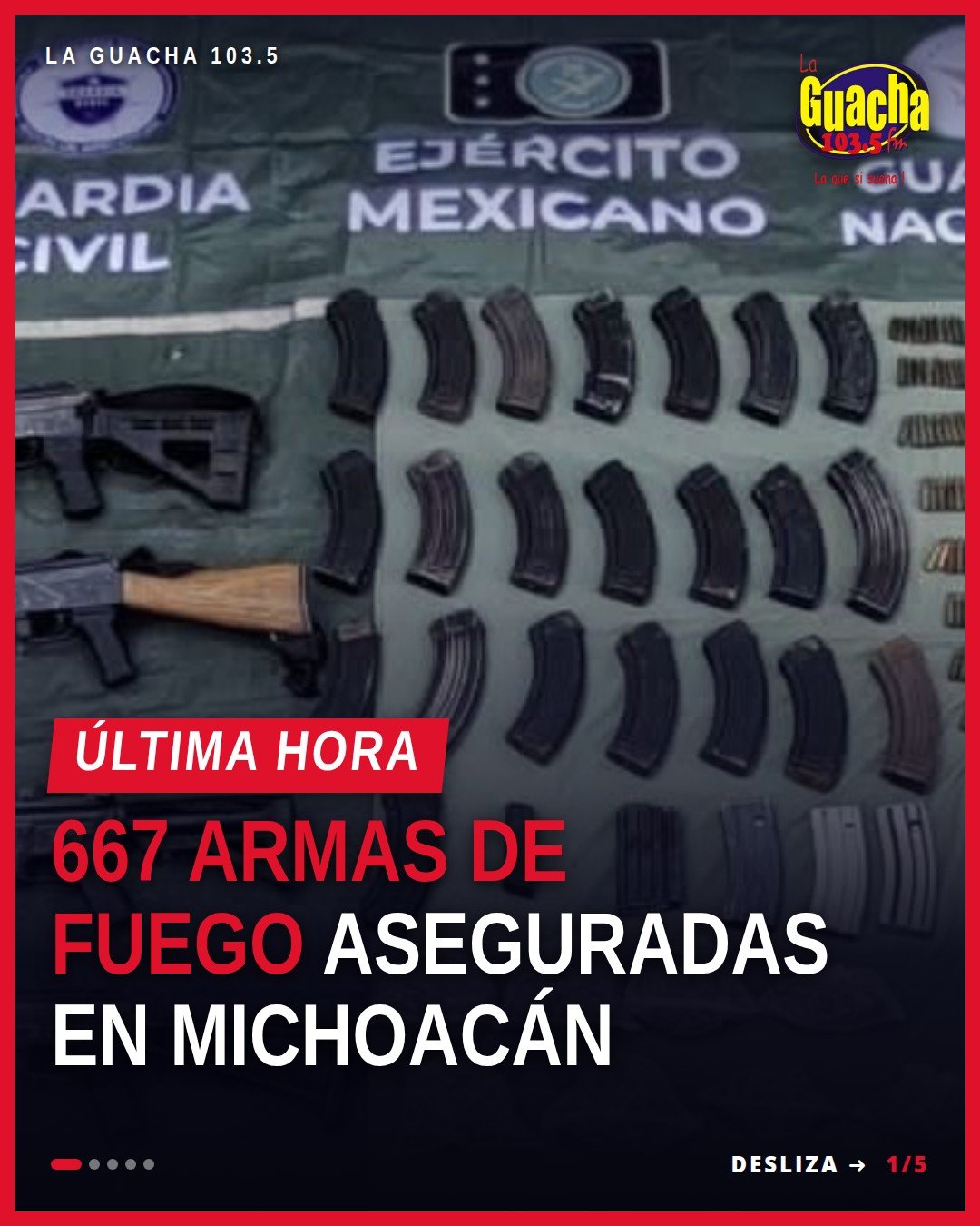 Imagen representativa de operativo policial en Michoacán con armas de fuego michoacán decomisadas sobre una mesa