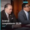 Grupo de legisladores michoacanos y funcionario de la SCJN en reunión institucional sobre cumplimiento resoluciones scjn en