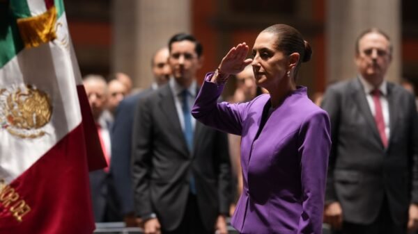 Presidenta Claudia Sheinbaum Pardo hablando desde el Patio de Honor de Palacio Nacional durante su Segundo Informe de Gobierno