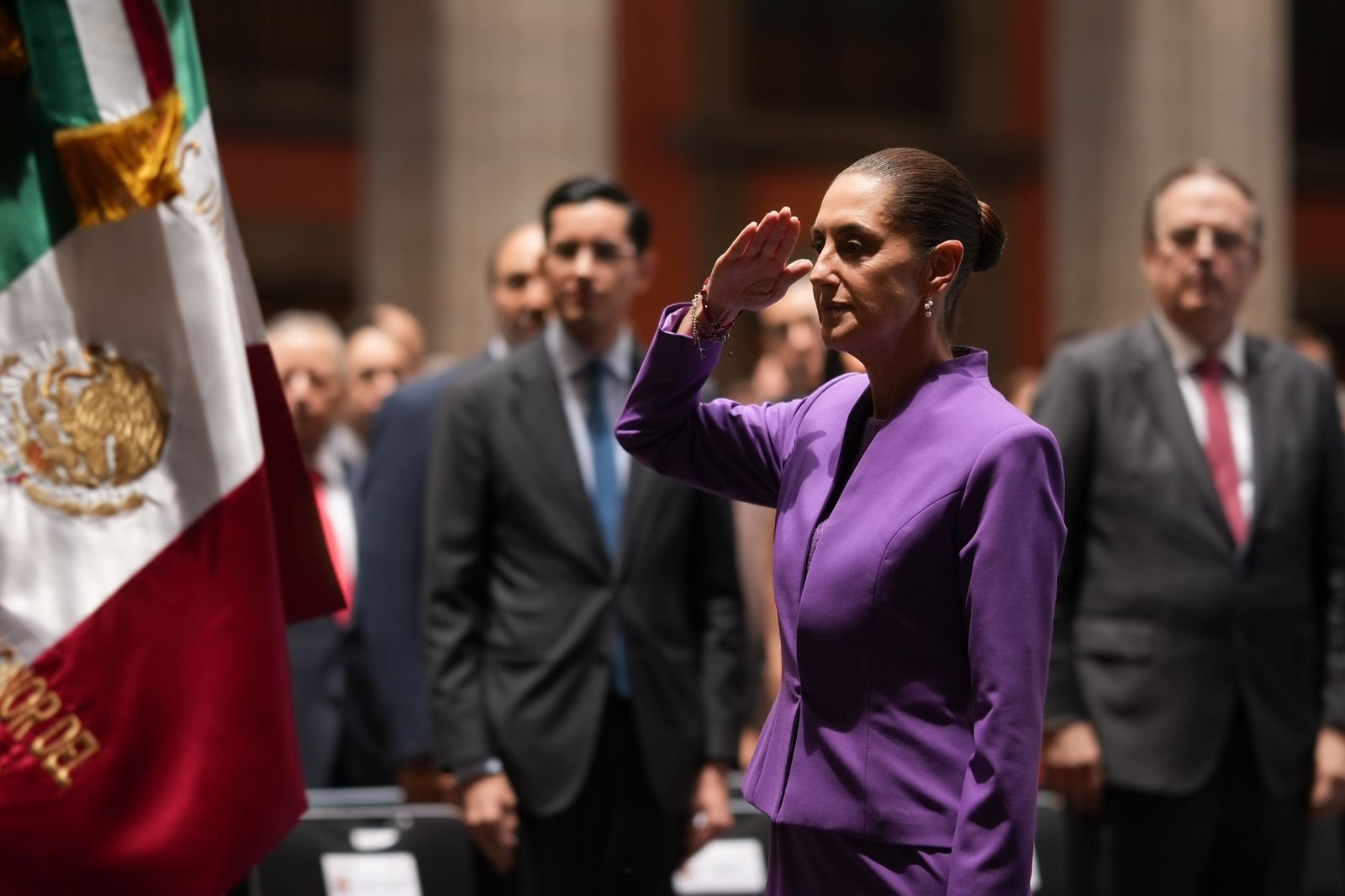 Presidenta Claudia Sheinbaum Pardo hablando desde el Patio de Honor de Palacio Nacional durante su Segundo Informe de Gobierno
