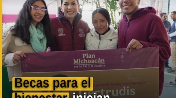 Infografía oficial del Iemsysem con fechas de registro (21-30 sep 2026) y nombres de las becas para el bienestar en Michoacán