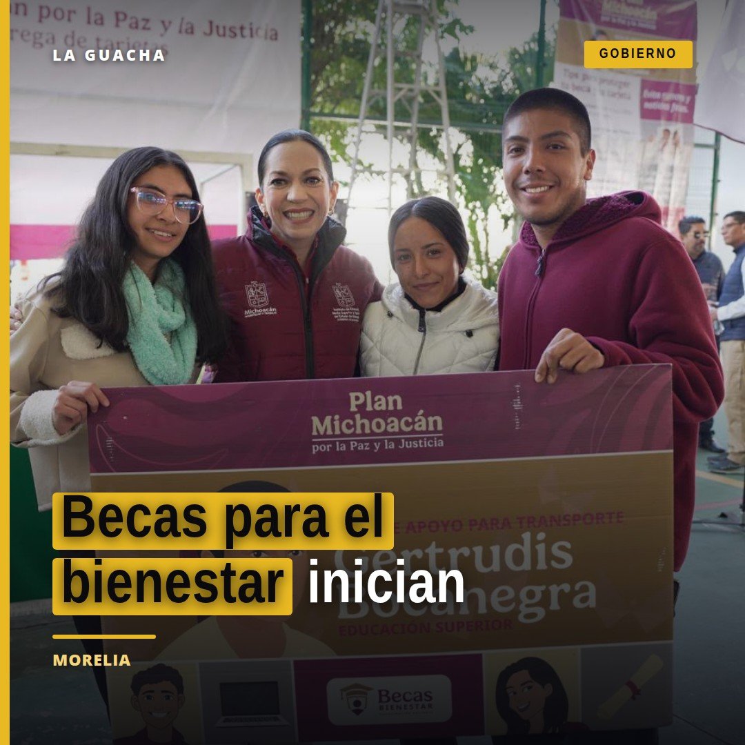 Infografía oficial del Iemsysem con fechas de registro (21-30 sep 2026) y nombres de las becas para el bienestar en Michoacán