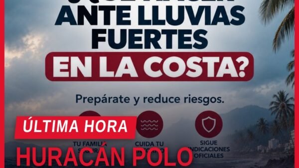 Mapa de Michoacán con la región Sierra-Costa resaltada y un icono de huracán categoría 4 sobre la costa