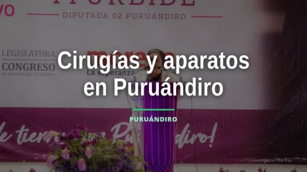 Diputada Belinda Iturbide Díaz junto a beneficiarios recibiendo apoyos de salud puruándiro: cirugías de cataratas, sillas de