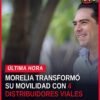 Fotografía aérea de uno de los cuatro distribuidores viales en Morelia, con flujo vehicular y áreas verdes integradas en el