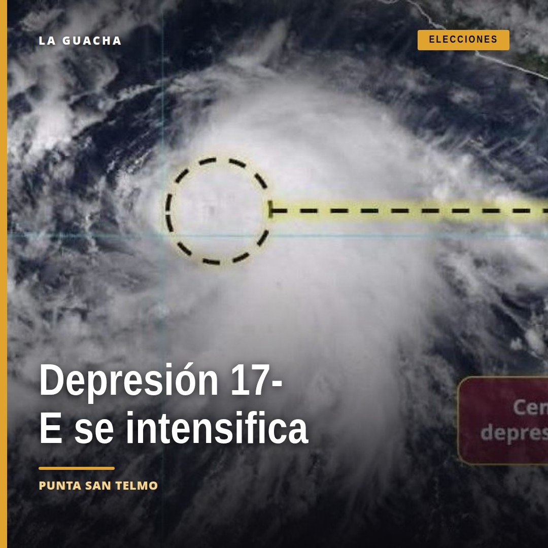 Mapa meteorológico con la ubicación de la depresión tropical 17-e frente a la costa de Michoacán y Guerrero