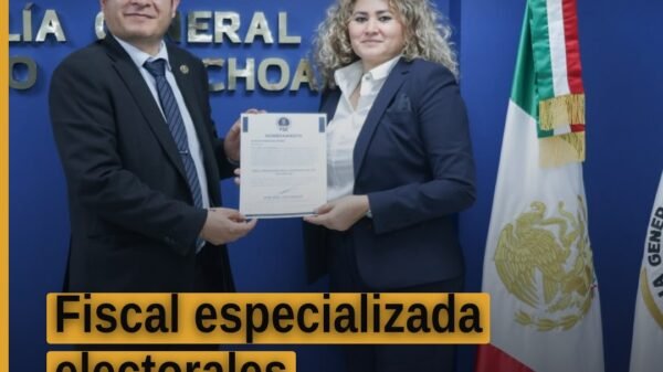 Fotografía institucional de Aleida Soberánis Núñez como nueva fiscal especializada electorales en Morelia, Michoacán