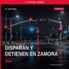 Ilustración simbólica de una puerta de vivienda en Zamora con siluetas y arma, representando el homicidio calificado