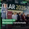 Educación en Michoacán: gobernador Alfredo Ramírez Bedolla en evento escolar en Morelia con maestros y estudiantes