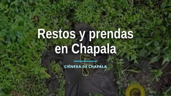 Equipo de búsqueda de CODEMICH en terreno de la Ciénega de Chapala, con señalamiento de zona donde se hallaron restos óseos
