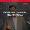 Ilustración simbólica de cajas de limones con una mano cobrando dinero: representa la extorsión al sector limonero en
