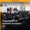 Fiscalía Michoacán derechos humanos: personal en sesión de capacitación híbrida en Morelia, con logotipos de FGE, UNICLA y