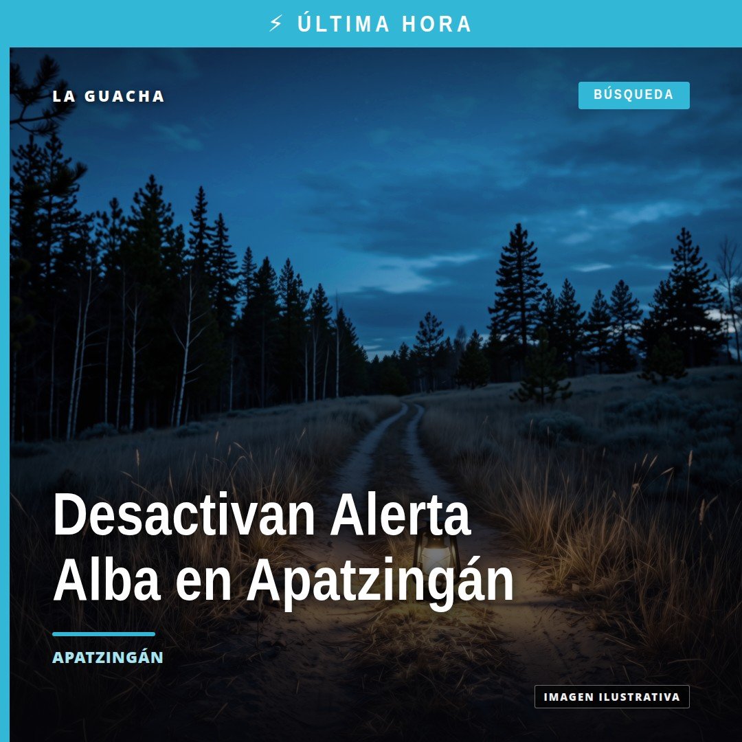 Fiscalía Michoacán desactiva Alerta Alba: imagen simbólica de un sello oficial sobre fondo azul con la leyenda 'Apatzingán