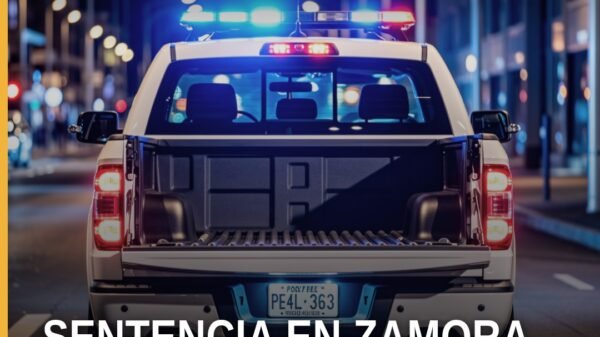 Fiscalía Michoacán sentencia: representación simbólica de balanza de justicia y sello institucional en Zamora, Michoacán