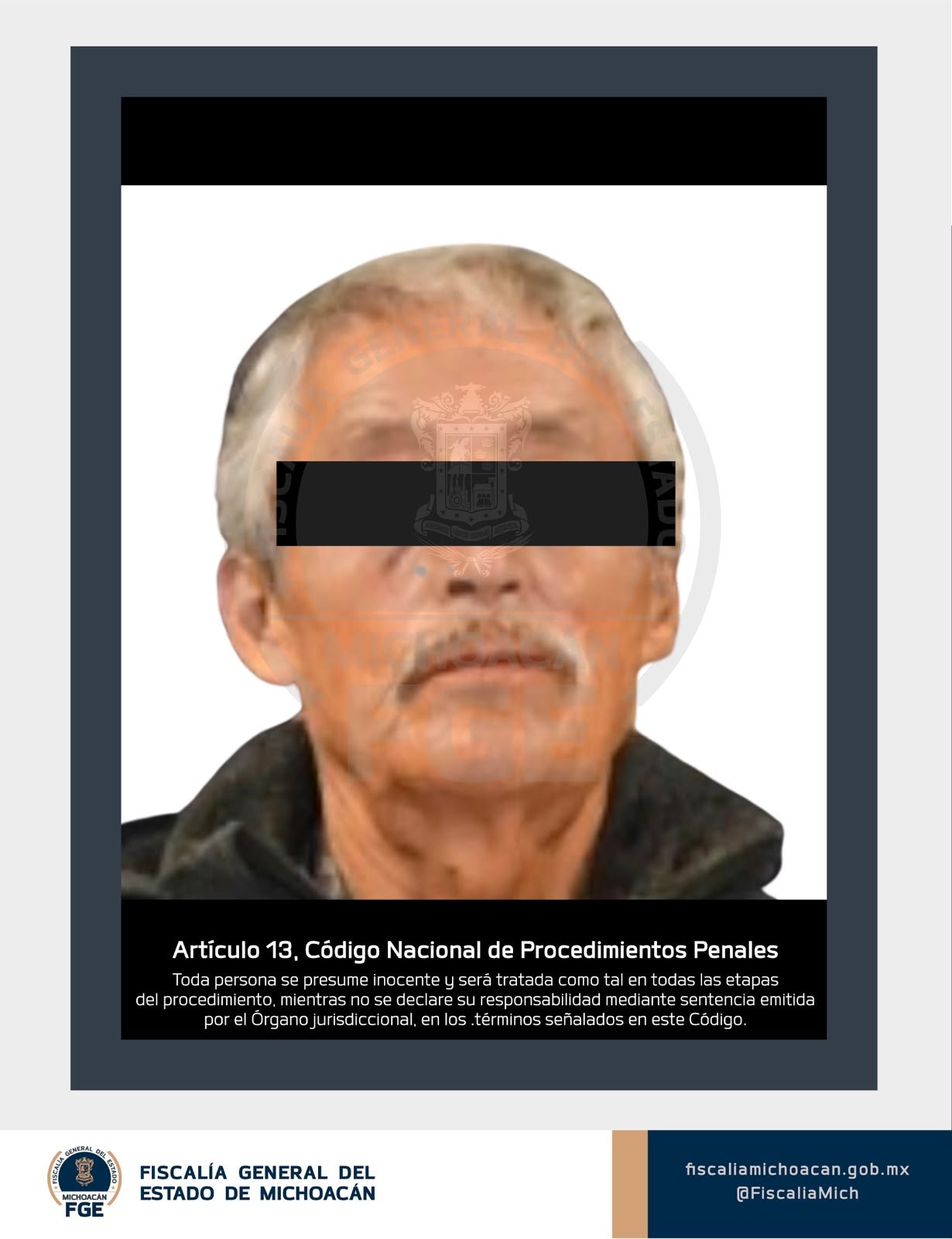 Ilustración simbólica de una balanza de justicia junto al escudo de la Fiscalía General del Estado de Michoacán, con fondo