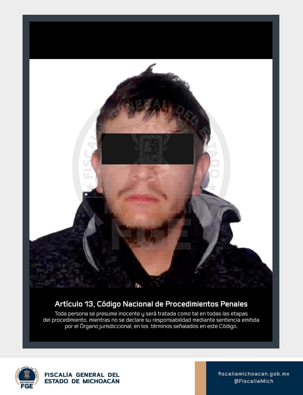 Fiscalía Michoacán trata: representación simbólica de justicia con elementos de Morelia y un escudo institucional