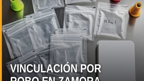 Fiscalía Michoacán vinculación: imagen simbólica de juez firmando resolución judicial en Zamora, con logo de la FGE y fondo