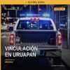 Ilustración simbólica de una balanza de justicia y un escudo con la leyenda 'Fiscalía Michoacán vinculación' sobre fondo