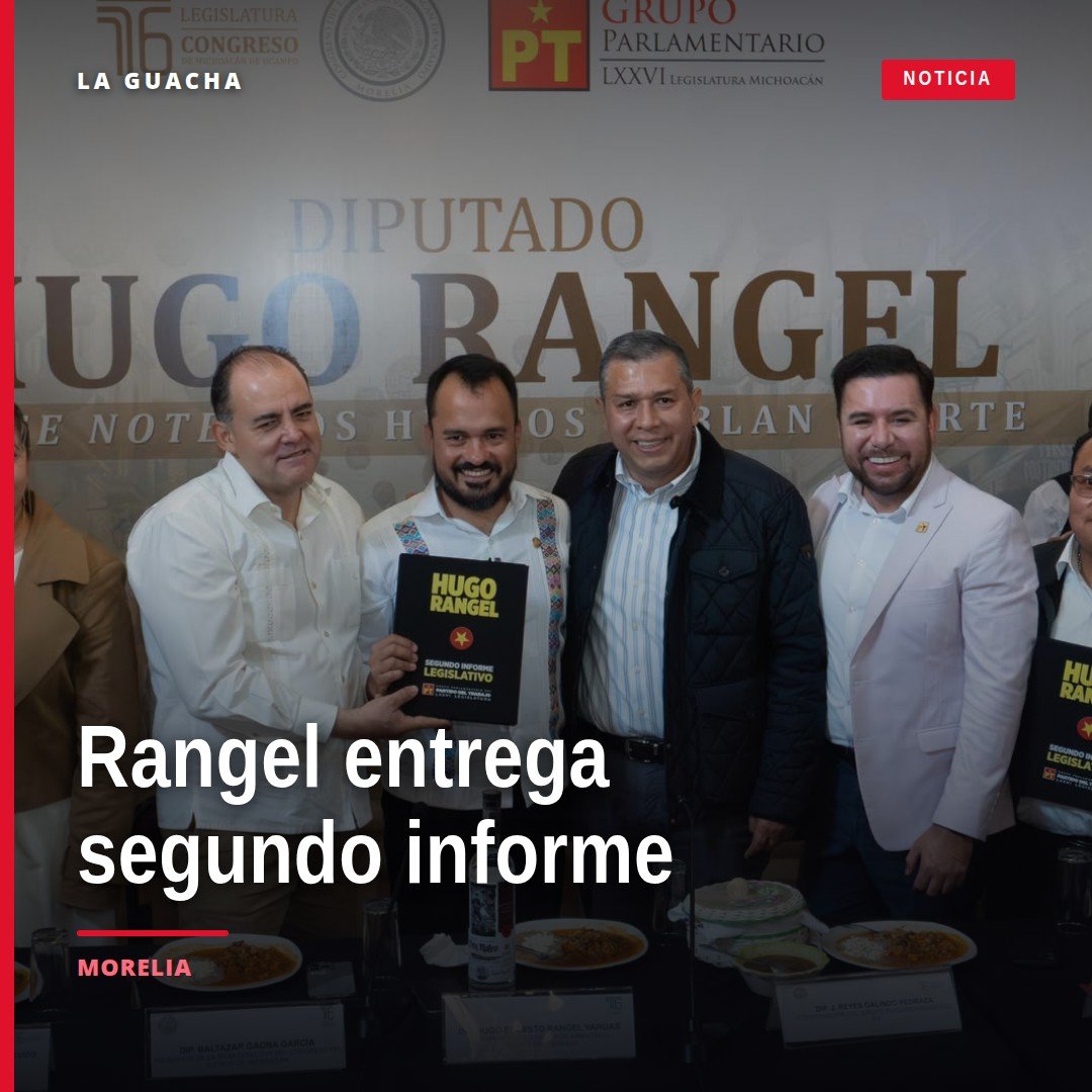 Hugo Rangel entrega su segundo informe ante el Congreso de Michoacán en Morelia, 22 de septiembre de 2026, rodeado de
