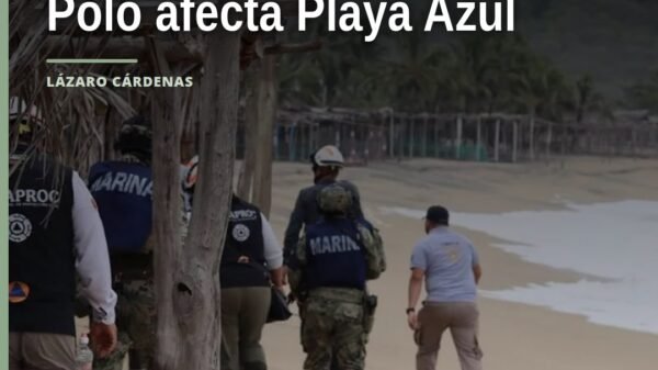 Imagen aérea de enramadas dañadas por el huracán Polo en Playa Azul, Lázaro Cárdenas, Michoacán