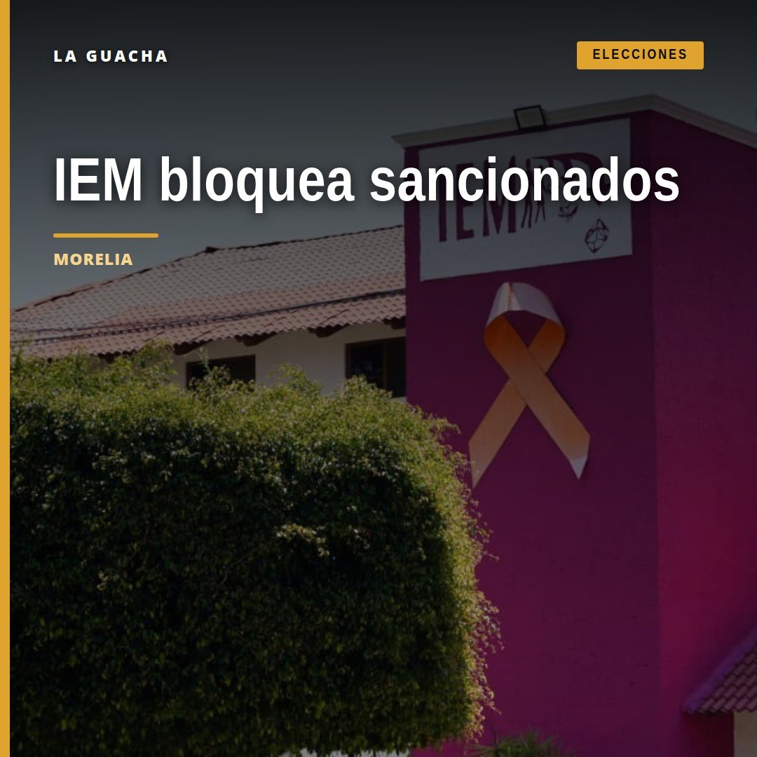 Logotipo del IEM junto a texto sobre restricciones a sancionados órganos electorales en Michoacán