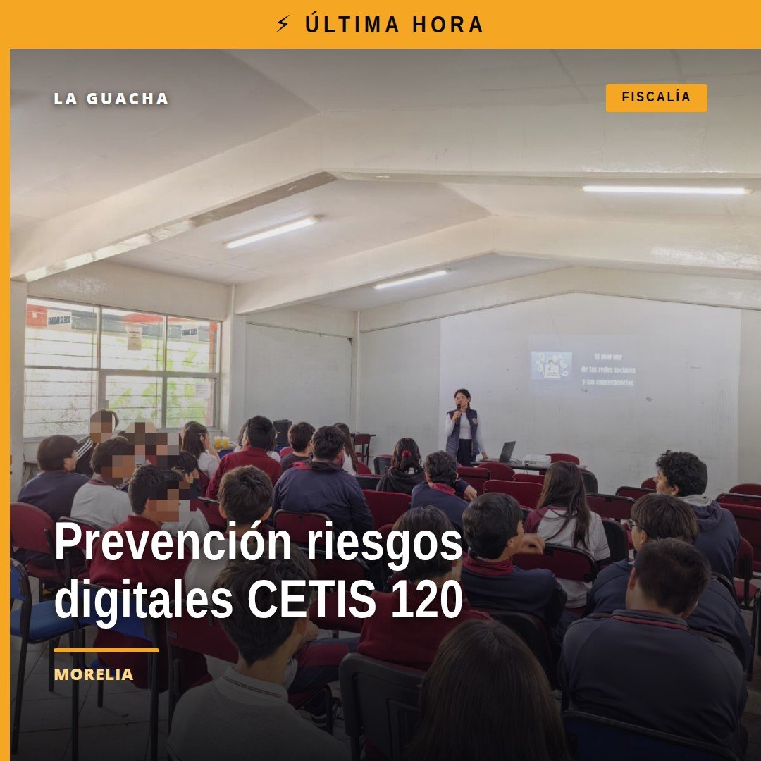 Especialistas de la Fiscalía General del Estado de Michoacán durante plática sobre prevención de riesgos digitales en CETIS