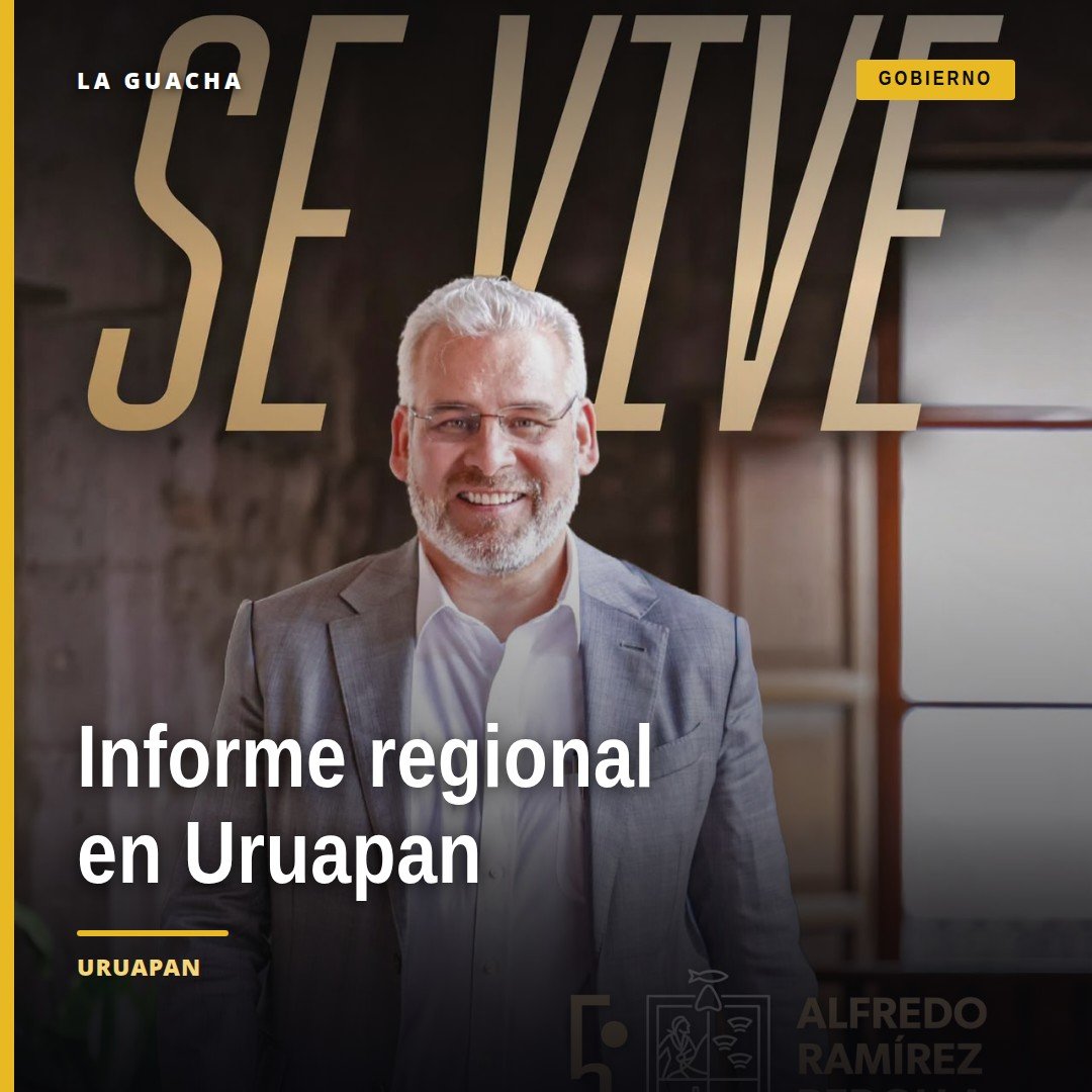 Informe regional uruapan: el gobernador Alfredo Ramírez Bedolla hablando ante público en el Salón Presidente de Uruapan
