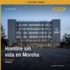 Ilustración simbólica de una carretera rural en Morelia con señal de alerta; representa la búsqueda de identificación hombre