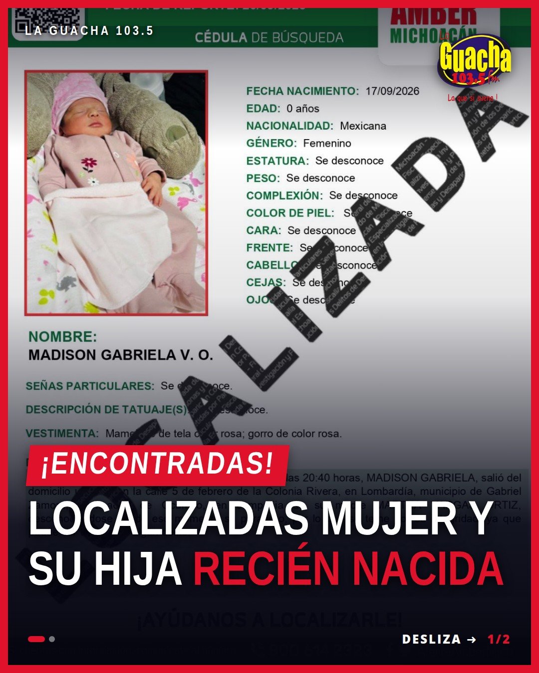 Imagen simbólica de una madre abrazando a su recién nacido, con fondo sutil de los escudos de la FGE y Michoacán: localizan