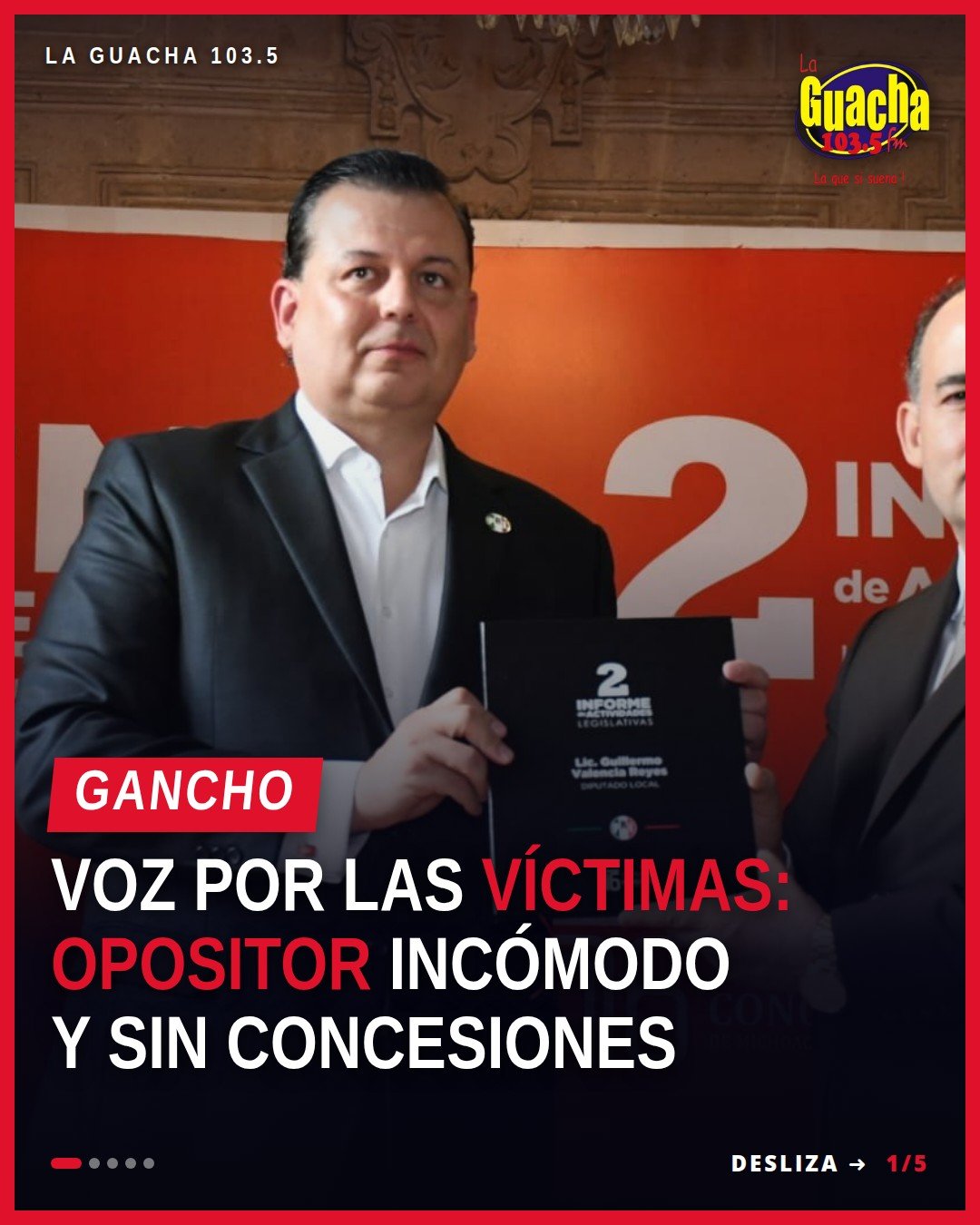 Memo Valencia hablando frente al pleno del Congreso del Estado de Michoacán durante su Segundo Informe Actividades