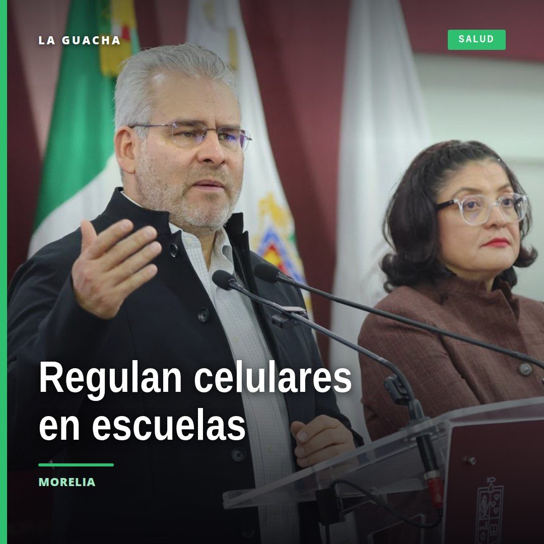 Gobernador Alfredo Ramírez Bedolla anunciando que Michoacán regula uso de celulares en escuelas durante evento en Morelia