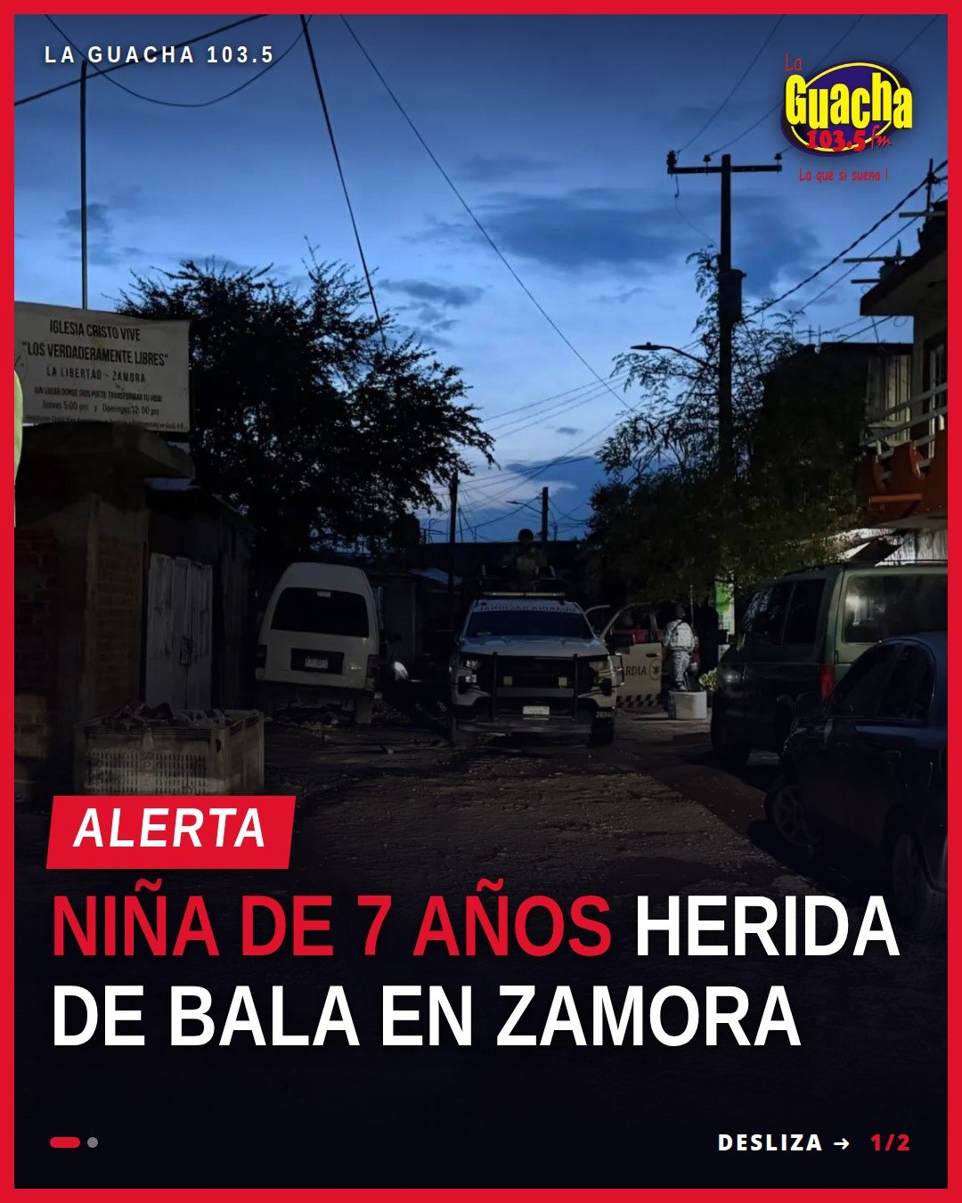 Imagen simbólica de una silueta de niña junto a una ambulancia y edificio con impactos de bala en Zamora, Michoacán — niña