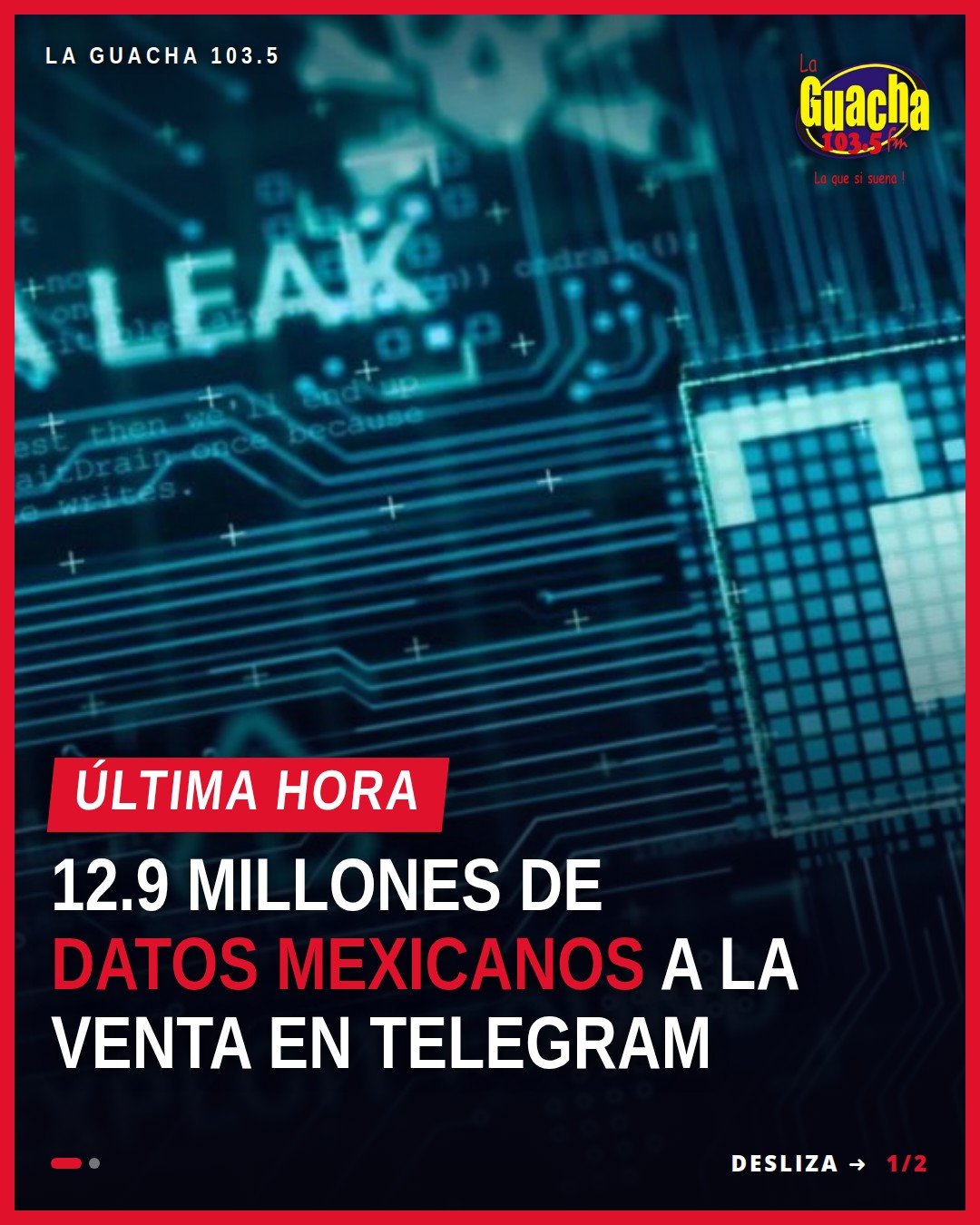 Ilustración digital de un teléfono móvil mostrando una conversación de Telegram con advertencia de 'datos personales a la
