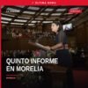 Diputada Erendira Isauro Hernández hablando desde la tribuna del Congreso de Michoacán durante el quinto informe de gobierno