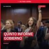 Escena protocolaria de entrega del quinto informe gobierno en el Congreso del Estado de Michoacán en Morelia, con presencia