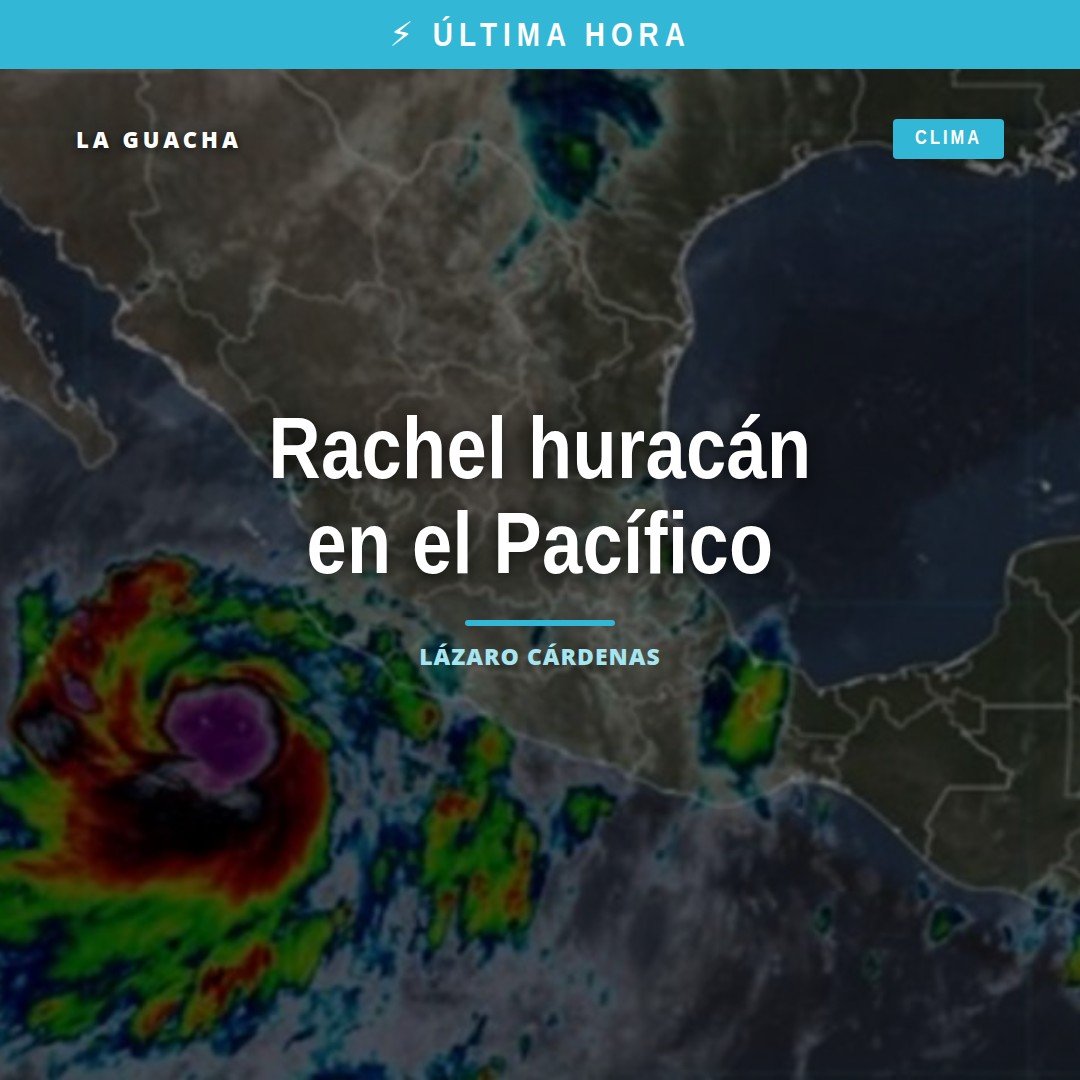 Mapa del Pacífico mexicano mostrando la trayectoria del huracán Rachel acercándose a las costas de Michoacán, Jalisco y
